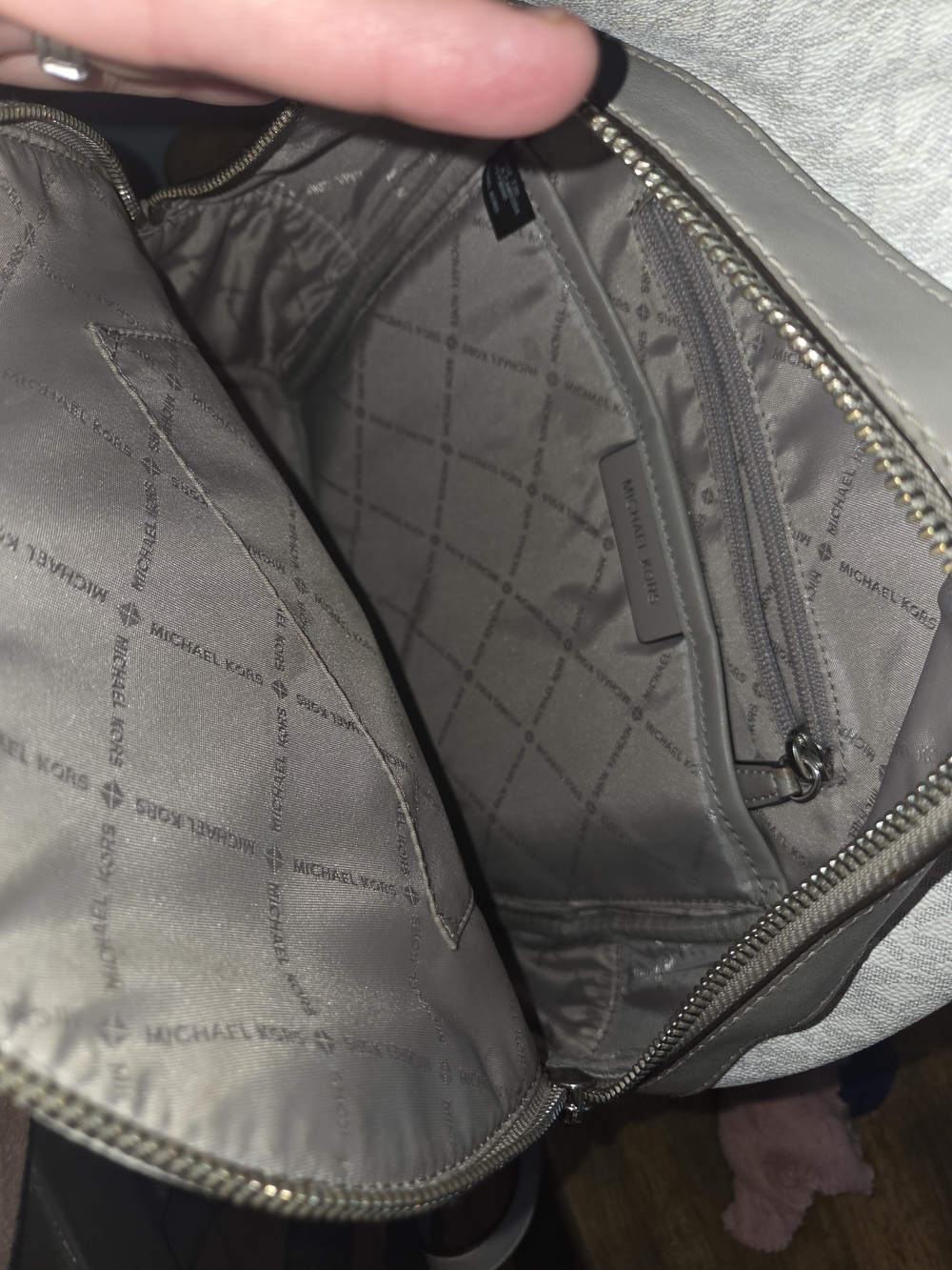 Michael Kors Light Gray Signature Mini Backpack - Picture 3 of 4